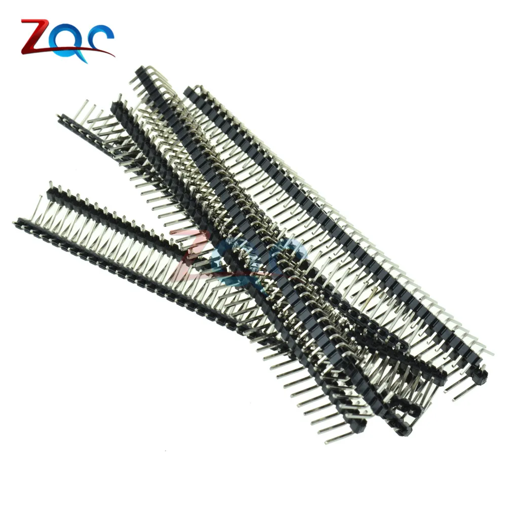 10PCS Pitch 2.54mm 40 Pin Single Row Right Angle Male Pin Header Strip Connector