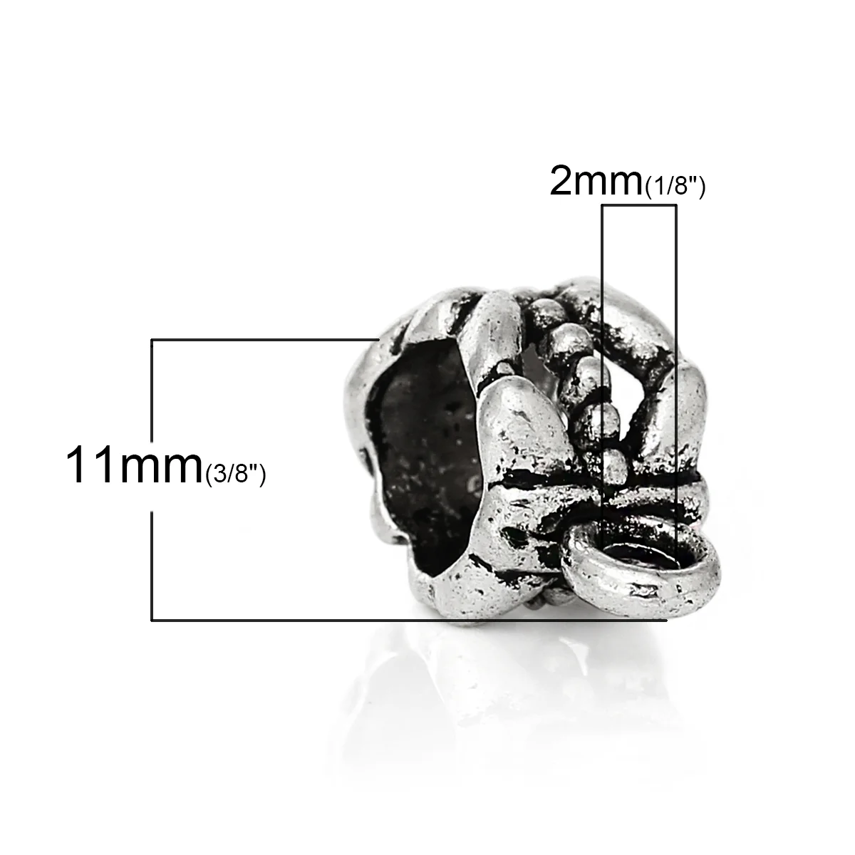 DoreenBeads 50PCs Silver Color Bail beads Spacer Beads 11x8mm Fit European Charm Bracelet 6mm(B00004), yiwu