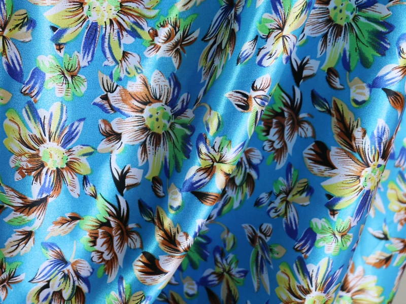 Soft Satin Fabric For Shirt Vintage Floral Charmeuse Polyester Meter