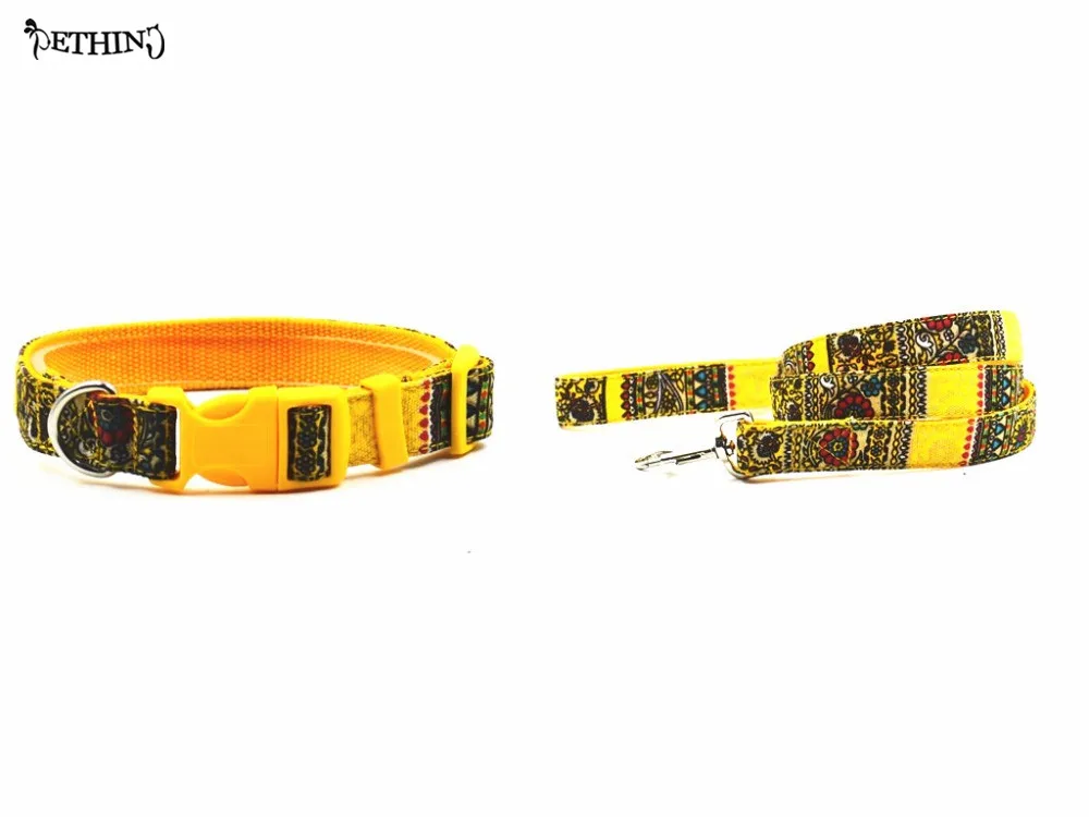 

Nylon Bohemian totem style Puppy dog collar leash mixed colors pet collar lead set S L choice fit small medium dog collar brands