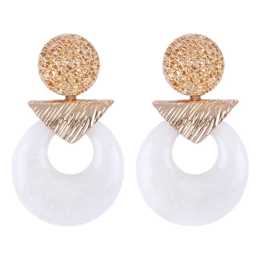 Banny Pink Large Hollow Round Circle Statement Studs Earrings For Women Chunky Geometric Pendant Prevent Allergy Post Earrings