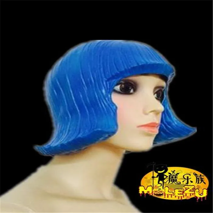 Hot Sale Halloween Christmas Party Cosplay Mascara Women's Wig Anime Latex Blue latex wigs Costume Fancy dress Theater Prop