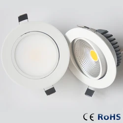 5w 7w 12w HKOSM Led typu Downlight biała obudowa ściemniania spot cob 110v 220v oprawy oświetleniowe wpuszczane lampy halogeny światło wewnętrzne