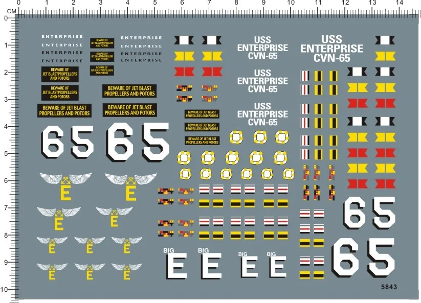 1/350 USN USS Enterprise CVN-65 nuclear powered aircraft carrier Model Kit Water Slide Decal