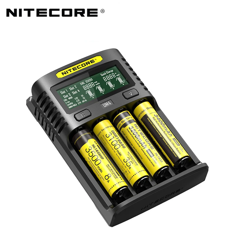 100% Original Nitecore UM4 UM2 USB QC Battery Charger Intelligent Circuitry Global Insurance li-ion AA AAA 18650 21700 26650