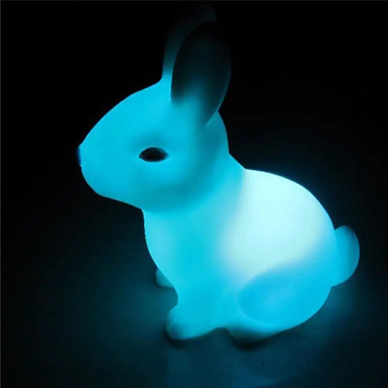 Colorful Rabbit Night Lights for Children Baby Gifts Cartoon Cute Animal Bunny Lamp Christmas Decoration Kids Birthday Gift