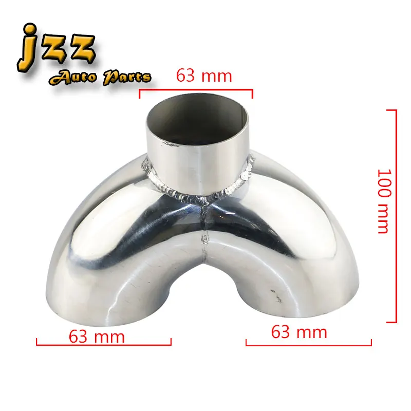 JZZ Universal Stainless Steel 201 car exhaust Y-pipe 51mm to 63mm converter modified muffler Y shape connect pipe free shipping