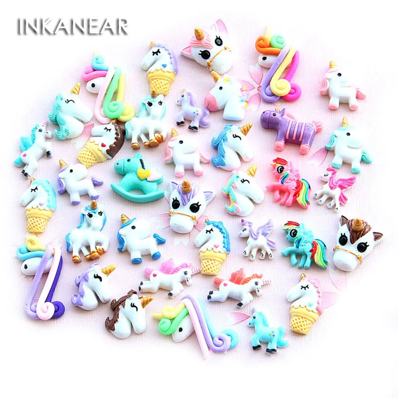 Pack Mini Horse with horn Cartoon Ocean Fish Model Miniatures Figurine Decoration Resin Craft Toy Phone Case DIY Kit Accessories