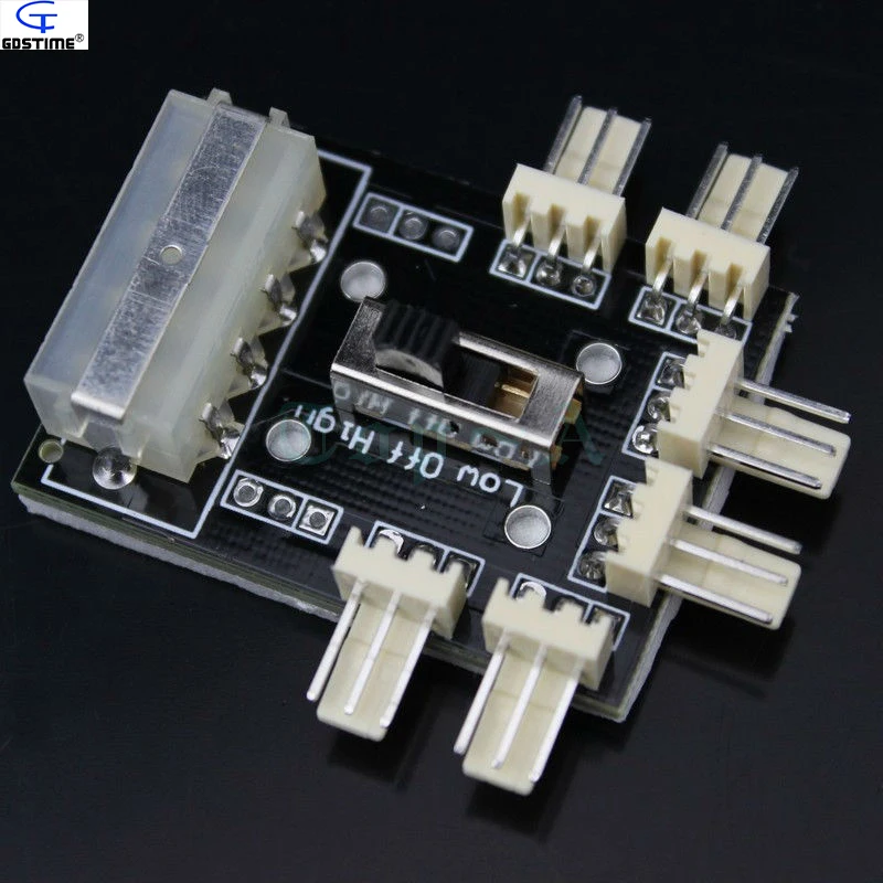 

Gdstime 2 pcs/lot New Arrival 4Pin Molex to 6x 3Pin Fan HUB Expantion Card 12V