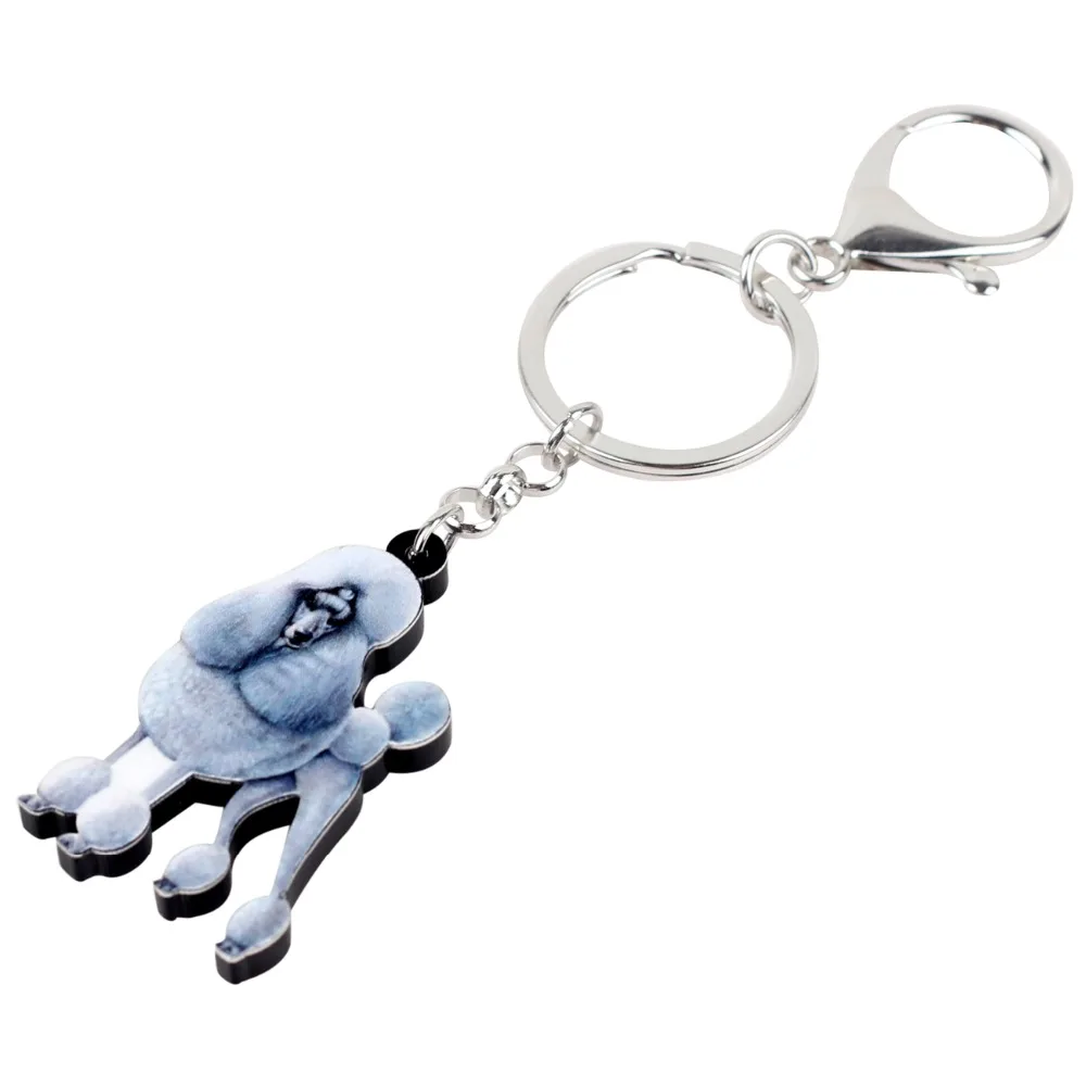 WEVENI Acrylic Original Poodle Dog Key Chains Keychain Bag Novelty Gift For Women Girl Female Holder Car Charms Animal Jewelry