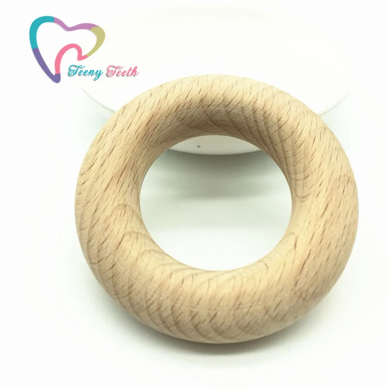 Teeny Teeth 100 PCS Beech Wood Rings 60 MM Beech Wood Ring For Teething Toy Making Teether Wooden Pendants Wooden Teething Ring