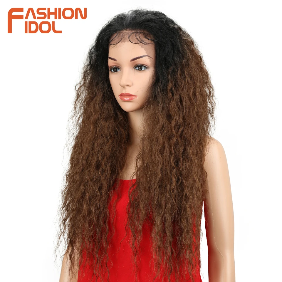 Afro Kinky Curly Baby Hair 13*4 Large Lace Front Wigs For Black Women Natural Loose Wave Hair 30 Inch Synthetic Hair Wig Cosplay