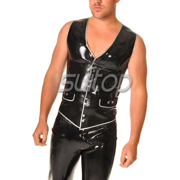 Men 's new item Double Stud latex rubber Waistcoat