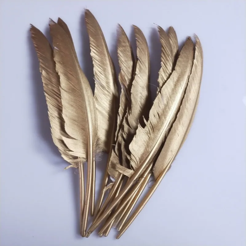 

New !Free shipping 50pcs/lot Beautiful Gold Goose Feather 12-14 Inches 30-35 cm Wedding, Party ,Home ,Hairs DIY Decoration