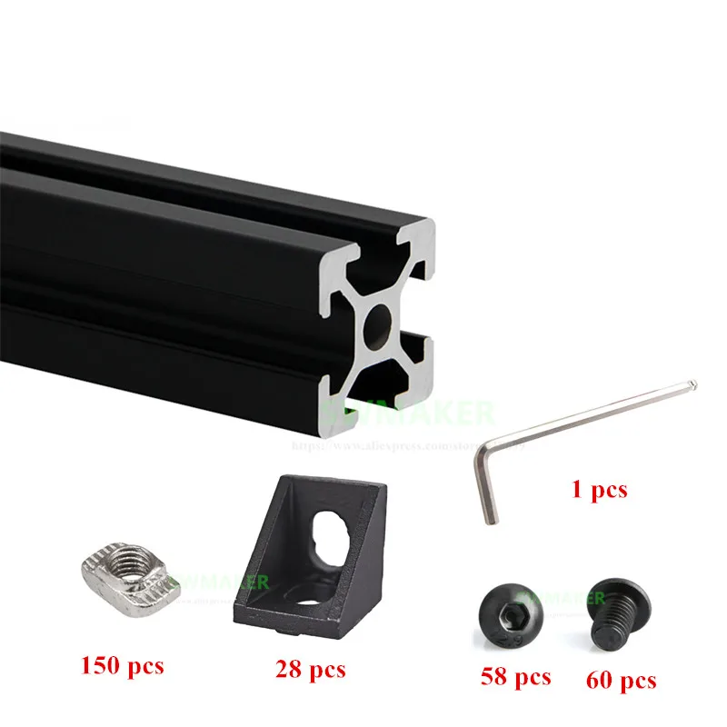 

1 Set Black HyperCube 3D Printer Aluminium Extrusion Profiles - 200mm Cubic Build Volume 3D Printer Frame Kit