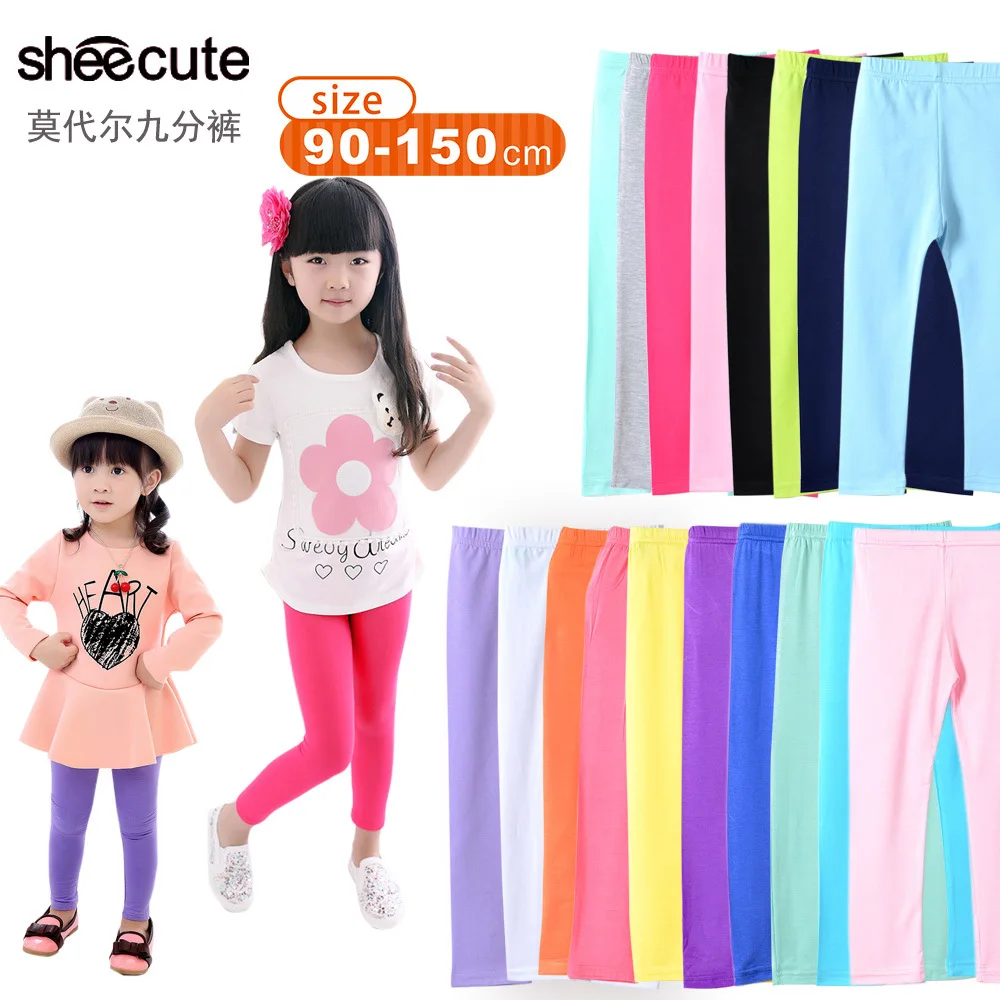 Spring Summer Korean Child Girl Candy Color Elastic Pure Color Underpants Girls Leggings