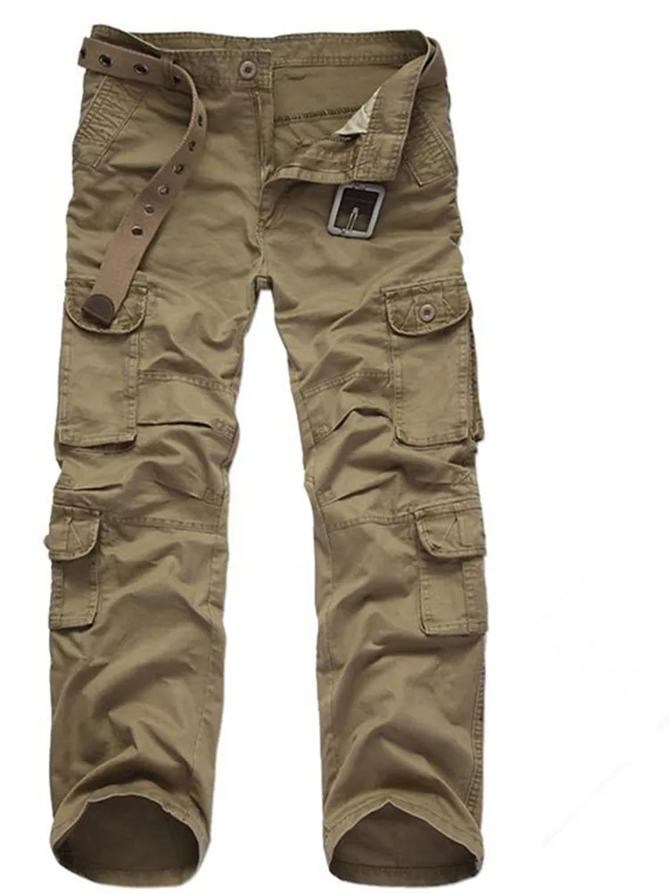 Pantalones Cargo de peso medio para hombre, pantalón informal de lana con bolsillos, de piel, holgado, de talla grande 38 40