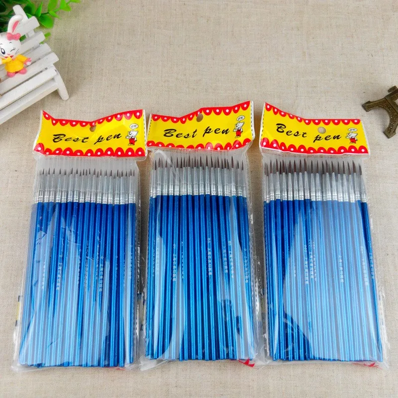 50Pcs/Set Fine Thin Hook Line Nylon Pen Paint Brush Drawing Art #0 #00 #000 Watercolor Art Supplies Painting