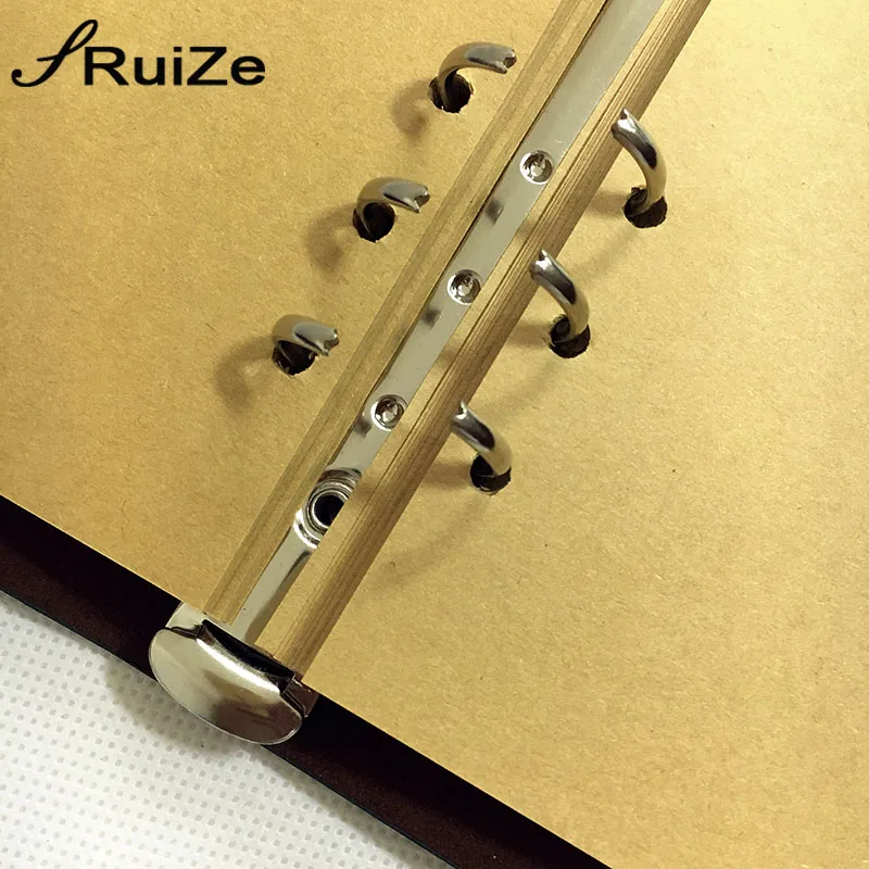 RuiZe A5 Spiral notebook and journal leather traveler notebook diary refillable blank kraft paper drawing sketchbook ring binder