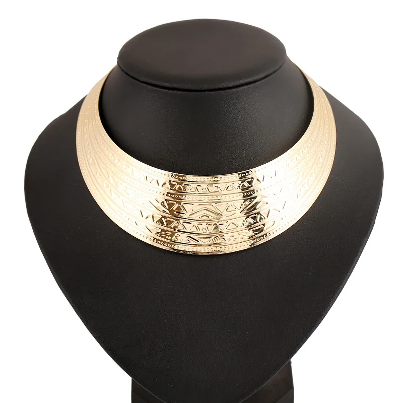KMVEXO Fashion Jewelry Wide Punk Necklaces Charm Party Necklace Chain Luxury Choker Collar Necklace For Women Collier Femme