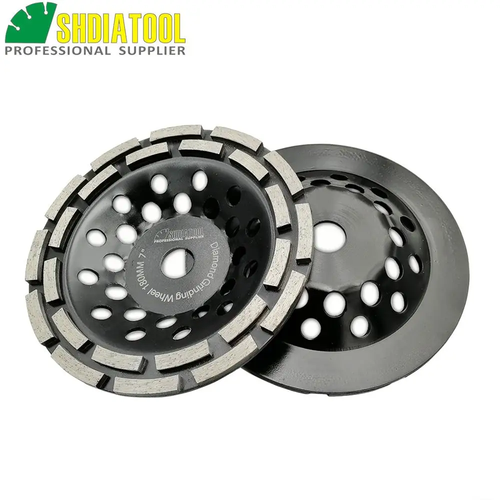 

SHDIATOOL 2pcs 7 Inch Diamond Double Row Grinding Cup Wheel 180MM Grinding Disc Disk Arbor 22.23mm Concrete Masonry Granite