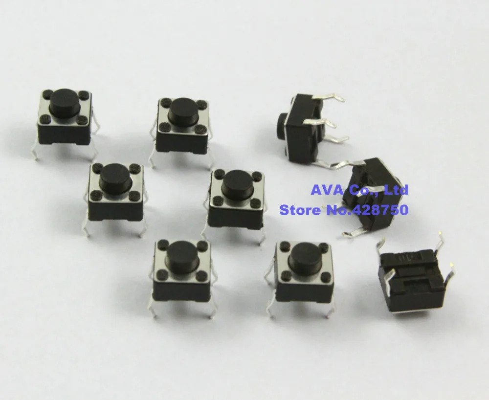 200 Pieces 6x6x5mm Tactile Push Button Switch Microswitch Tact Switch 4Pin