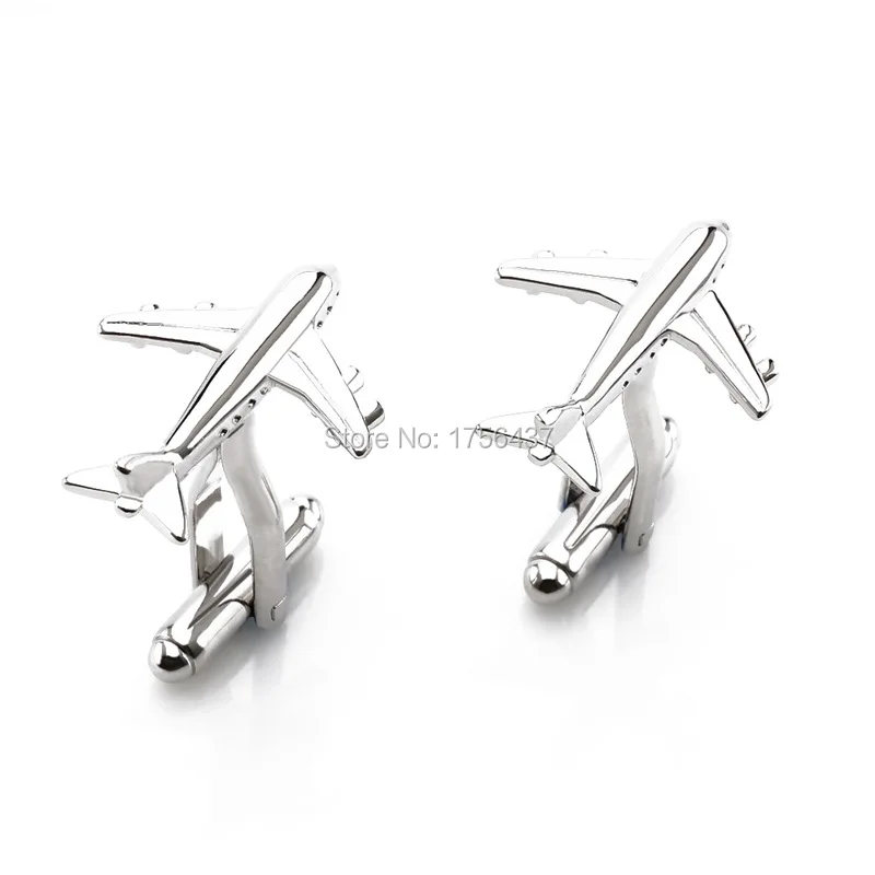 Lepton Brand Plane Cufflinks for mens Gold & Silver Color Fashion Airplan Men Shirt Cuffs Cuff links Formal Business Wedding