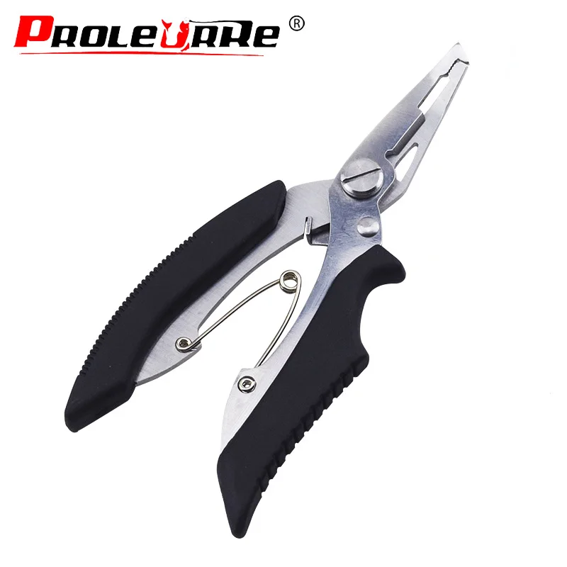 

Proleurre Stainless Steel Fishing Pliers with package Scissors Line Cutter Remove Hook Fishing Tackle Tool black/blue