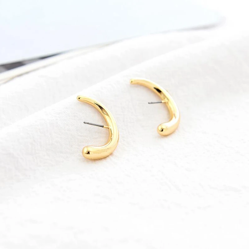 Amaiyllis Simple Alloy C Shaped Stud Earrings For Women Gold Color Metal Geometric Post Earrings Daily Jewelry Brincos Pendiente