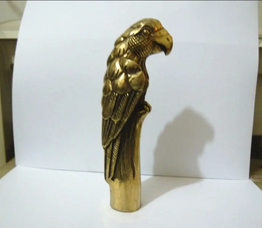 100% brass Pure Copper Brass Grandpa Good Lucky Collectible Old CHINESE OLD COPPER HAND CARVED EAGLE STATUE WALKING STICK HEAD