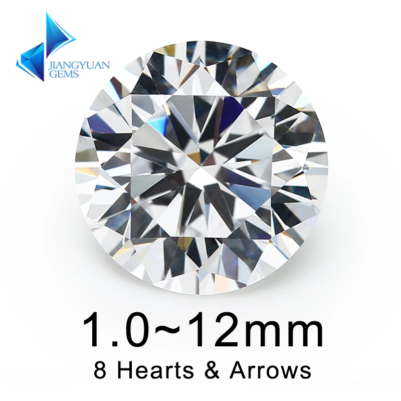 8 Hearts And 8 Arrows Cut 1.0-12mm 5A Quality White Cubic Zirconia Loose CZ Zircon Stone