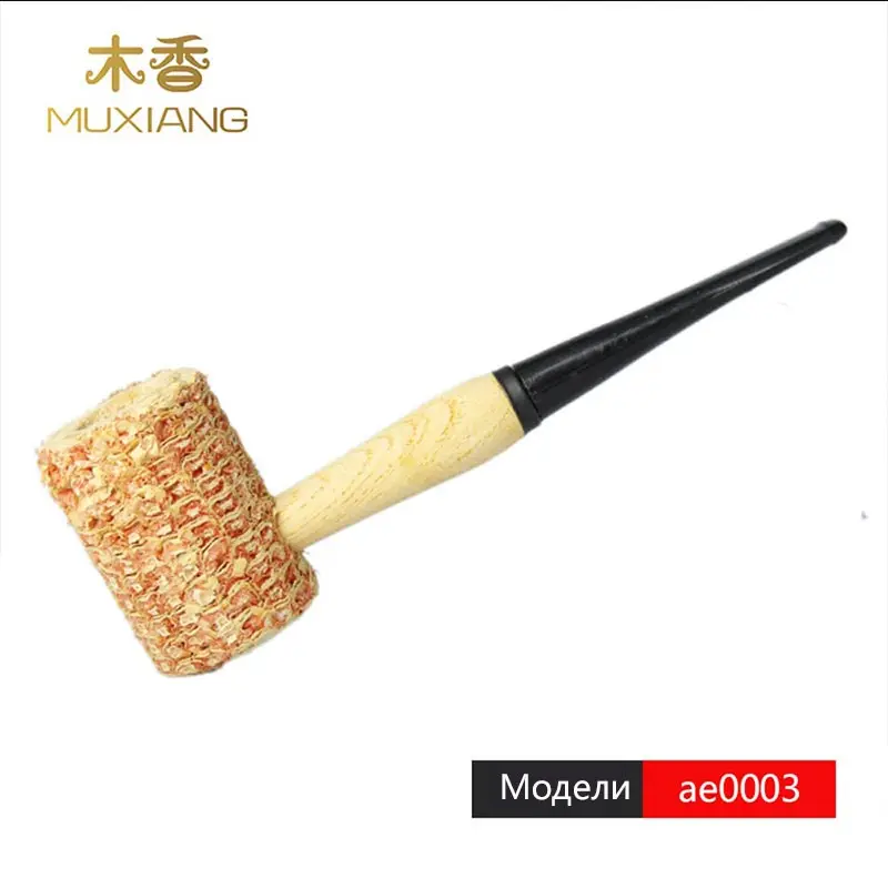 RU Macarthur Style 5 Pcs Medium Size Corn Cob Tobacco Pipe With Black Acrylic Mouthpiece Wooden Stem Smoking Pipe ae0003