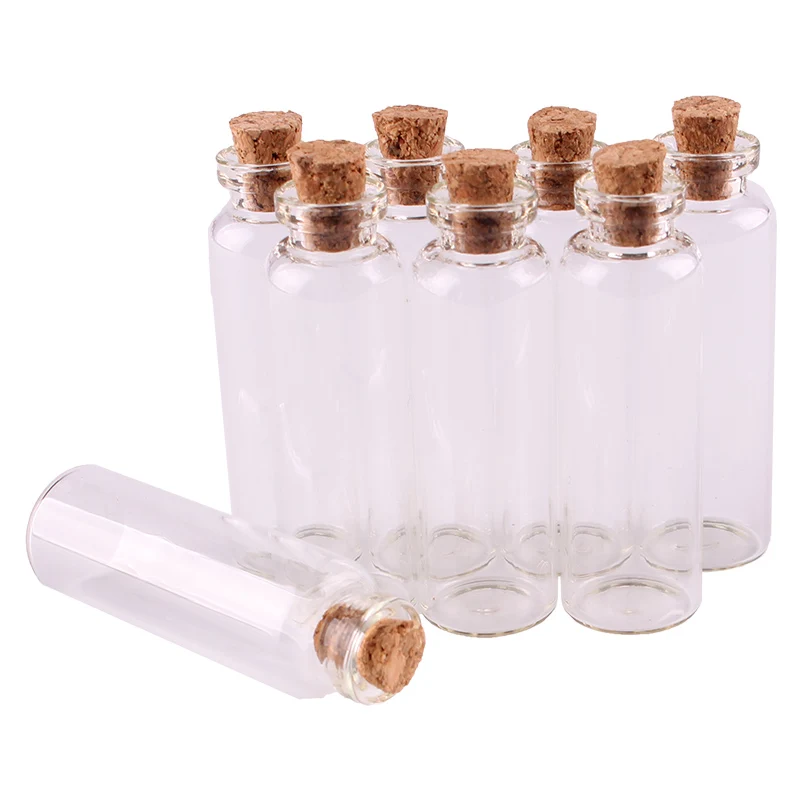 100pcs 16*50*6mm 5ml Mini Glass Wishing Bottles Tiny Jars Vials With Cork Stopper pendant crafts