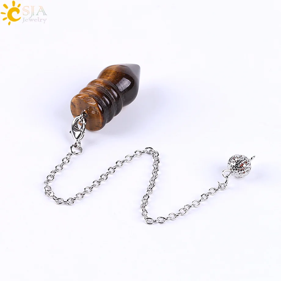 CSJA Natural Fortune-telling Pendulum for Dowsing Lapis Lazuli Pendant Pendulum Chakra Healing Crystal Pendule Radiesthesia E642
