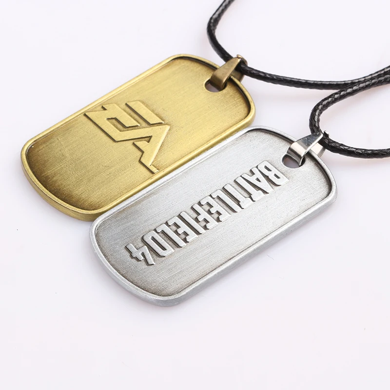 Fashion Jewelry BF4 Battlefield 4 Dog Tag badges Military Card Necklaces Pendants antique Bronze and Tin Necklace for men