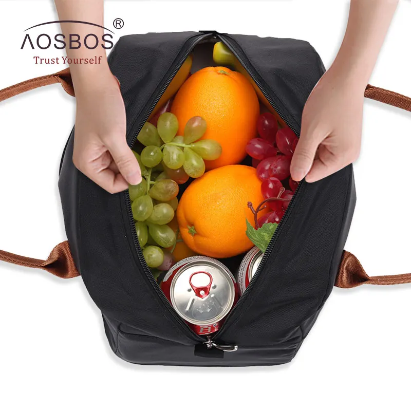 Aosbos Fashion Portable Cooler Lunch Bag Thermal Insulated Travel Tote Bags Large Food Picnic Lunch Box Bag for Men Women Kids