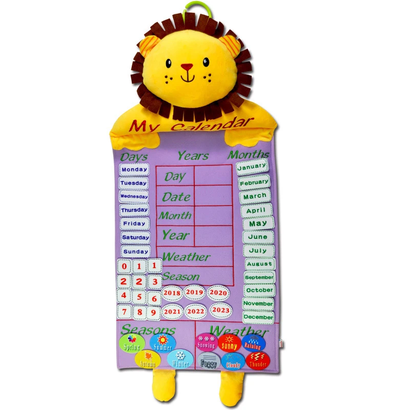 Kids Calendar Toy Time Learning Weather Seasons Early Educational Fabric Hanging Calendars Calendrier Educatif Toys for Children