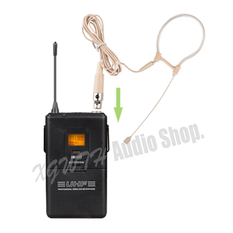 UHF Wireless Microphone Professional Karaoke System Ear Hook Headset Cordless Mic 400 Channel Receiver Beltpack Transmitter