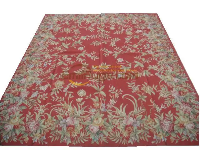 Aubusson Style French Carpet Elegant Floral Antique Handknotted  Wool Aubusson  Carpet Handmade Natural Sheep Wool