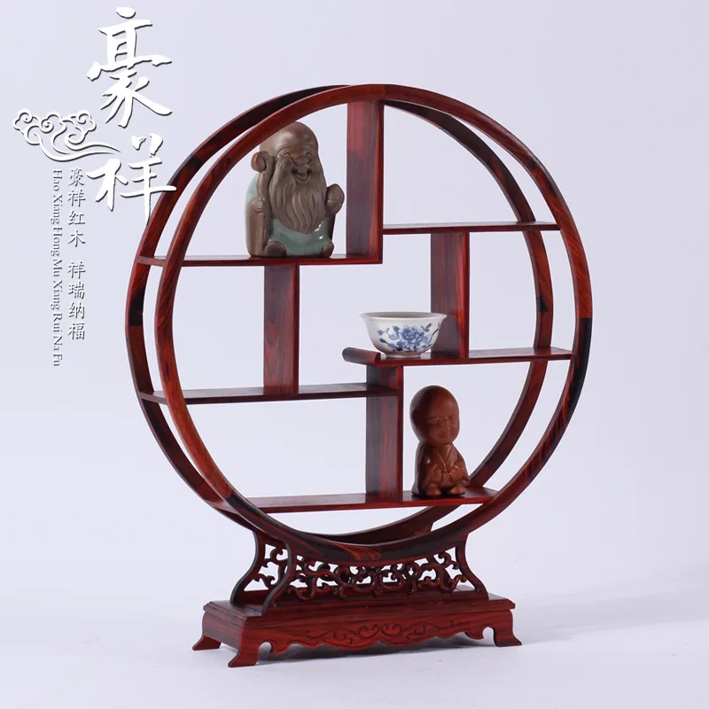 Mahogany wood shelf shelf round rosewood mahogany Duobao mahogany ornaments