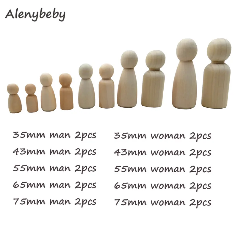 Wooden Dolls 20Pcs Natural Unfinished Wooden Peg Doll Bodies People Shapes Wedding Cake Family Peg Dolls Christmas Kids Toy Gift