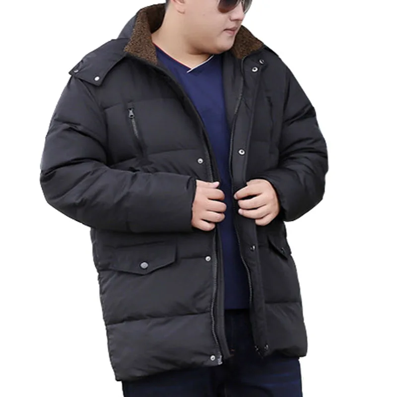 Winter Large Size 155kg Down jackets 6XL 7XL 8XL Long Sleeve Warm Plus Size Men Coat