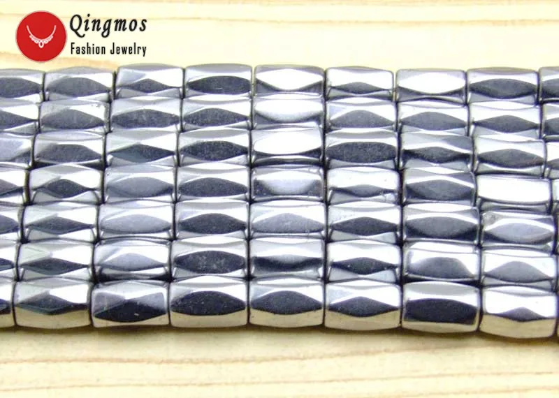 Qingmos 5*8mm Column Faceted Black Hematite Magnetic Loose Beads for Jewelry Making Necklace Bracelets DIY Los709 Free Shipping
