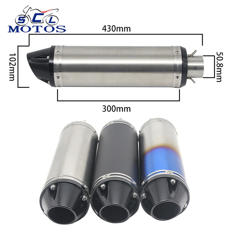 

Sclmotos- 38-51mm Universal Motorcycle Moto Exhaust Pipe Muffler Escape Racing NINJA MT07 MT09 TMAX530 YZF R1 R3 R6 R15 Racing