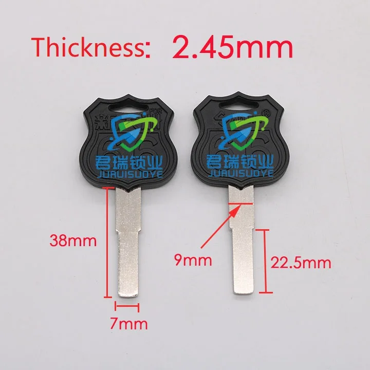 

10pcs x electric Bicycle key embryo Flat Plate Key Blade Replacement Length 37.6mm JG017