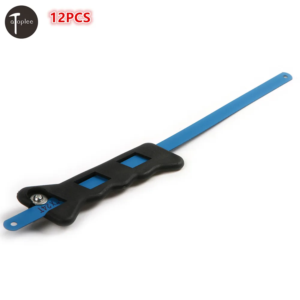 

2PCS Adjustable Plastic Hand Saw Handle With 10PCS High Carbon Steel Blue Color Hacksaw Sawing Blades 300mm Length
