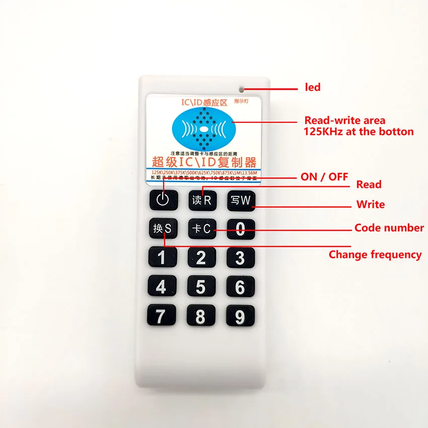 Handheld 125Khz 13.56MHZ RFID Card Tag Copier Duplicator Cloner Reader Writer Sales Package or 20pcs 125KHz T5577 Keys or 20pcs