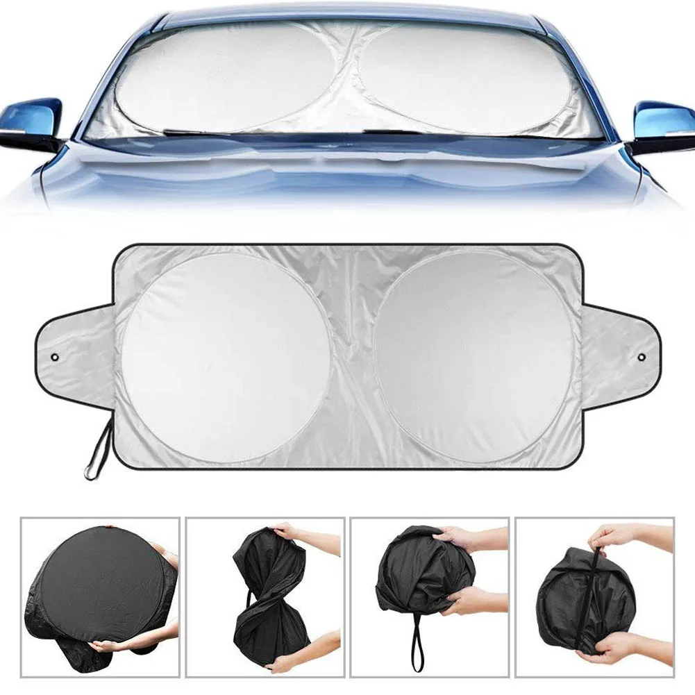 160*86Cm Universal Mobil Lipat Sun Shade Cover Depan Jendela Kaca Depan Kaca Depan Sun Visor UV Coating Pantulan Mudah pack