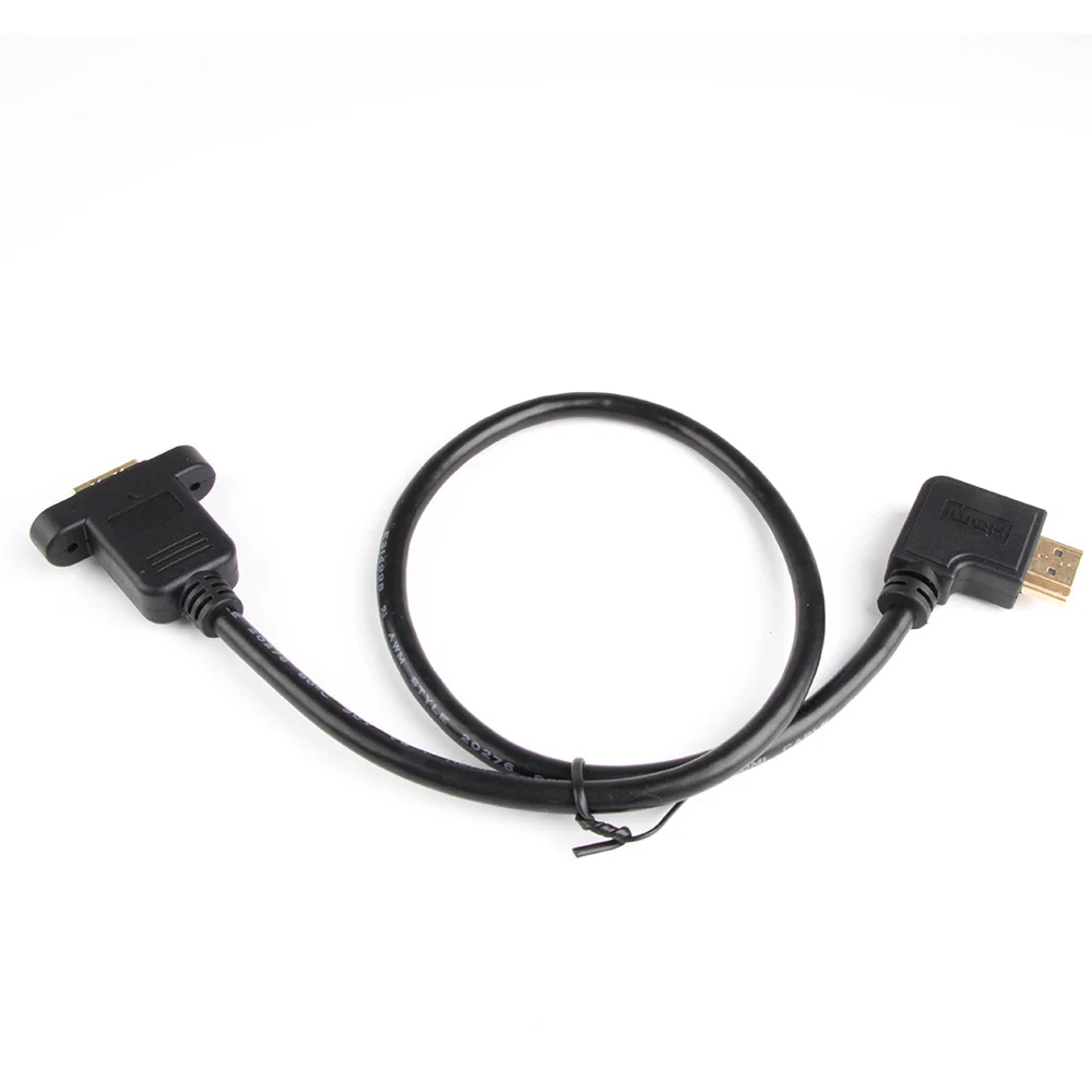 90 Degree Left Right Up Down Angled HDMI 19p 1.4 male to Female extension cable with Screw Hole Can Lock Panel Mount Cable