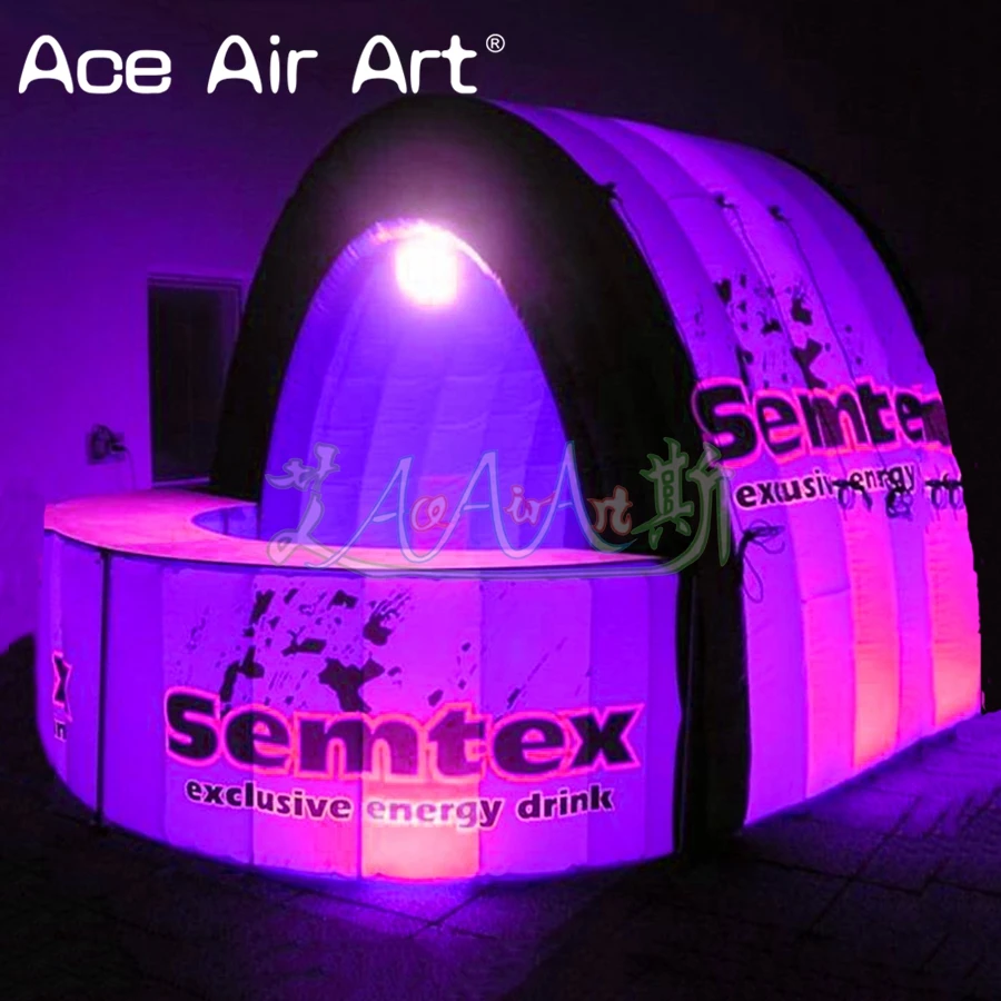 2023 Inflatable Mobile Bar Booth/Bar Table Pop Up Public House Kiosk Stall Tent with Led Light for Advertising